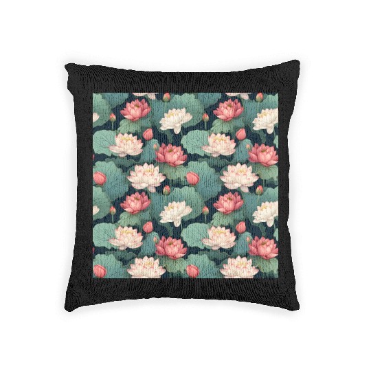 Serenity Blooms: Timeless Lotus Pattern Woven Pillows