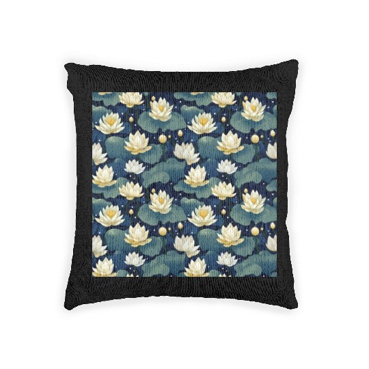 Serenity Blooms: Timeless Lotus Pattern Woven Pillows