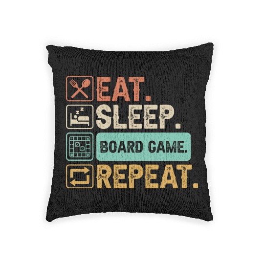 Eat Sleep Board Game Repeat Woven Pillows