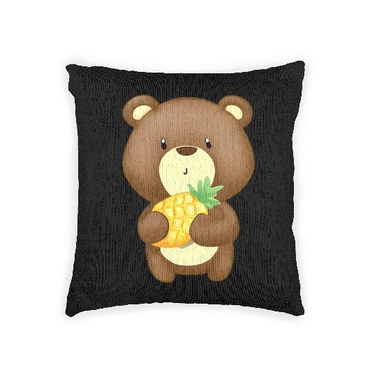 Bear loves pineapple Woven Pillows