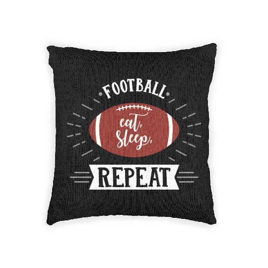 Football Eat Sleep Repeat Sports Babe Game Day Mom Woven Pillows