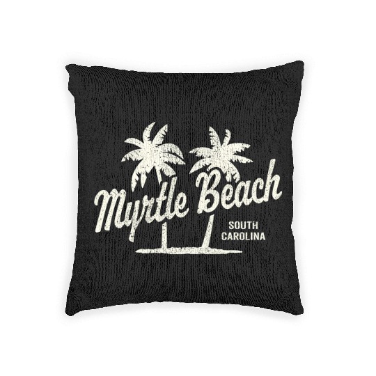 Myrtle Beach South Carolina 70S Palm Trees Woven Pillows
