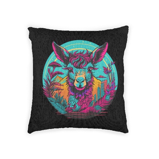 Neon Llama Woven Pillows