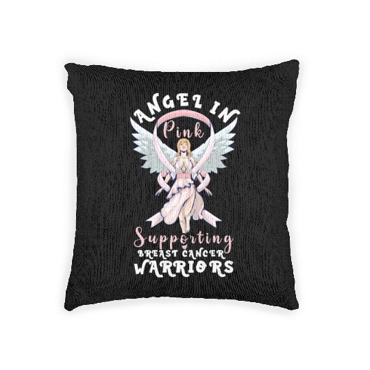 Breast cancer Awareness Support Survivors Pink Woven Pillows