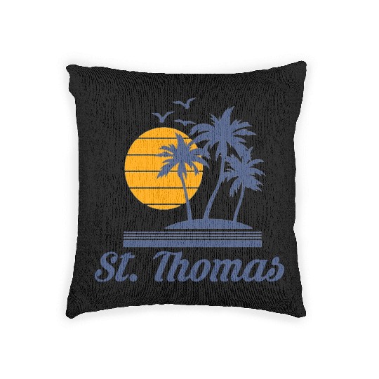 Saint St Thomas Caribbean Island Beach Woven Pillows