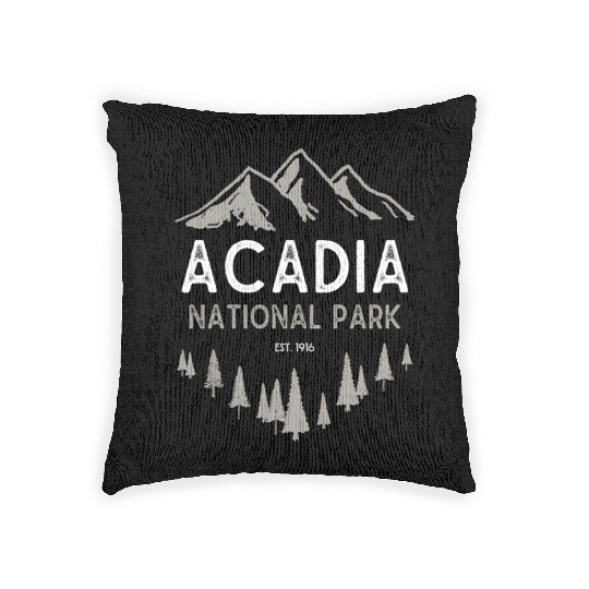 Acadia National Park Est 1916 Maine Woven Pillows