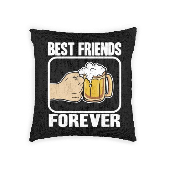 Best Beer Friends Forever Funny Alcohol Buddy Woven Pillows