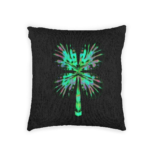 Psychedelic Shamrock Four Leaf Clover Woven Pillows