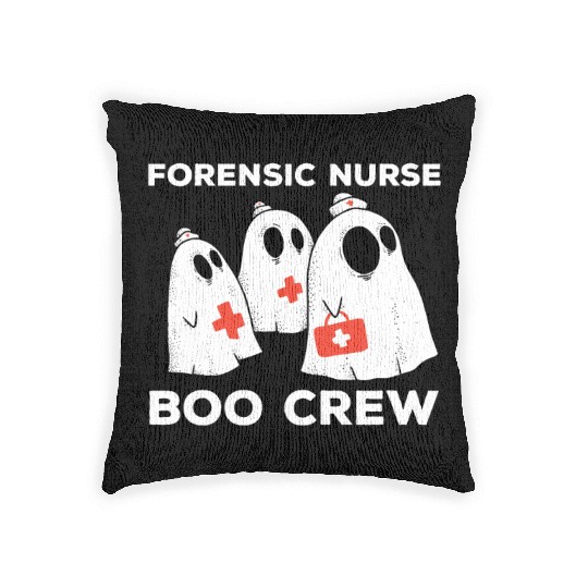 Forensic Nurse Boo Crew Halloween Ghost Woven Pillows
