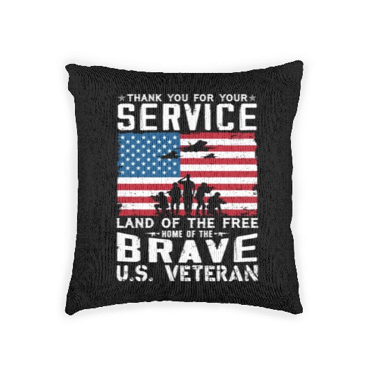 US Army Veteran Land Of The Free Woven Pillows