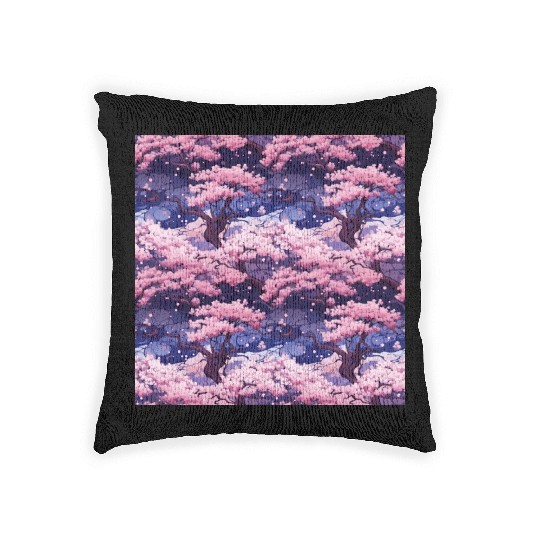 Anime Euphoria: Fantasy Cherry Blossom Dreamscape Woven Pillows