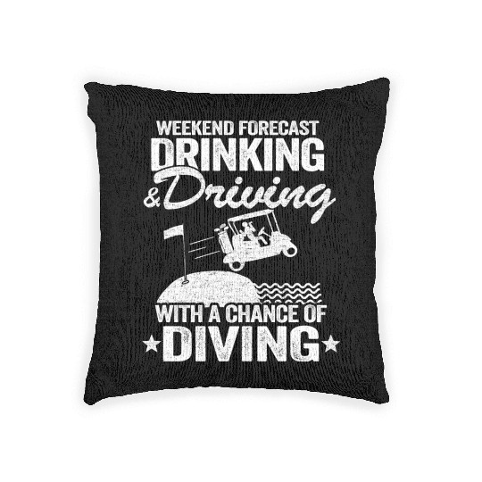 Beer Golf Cart Drinking Driving Diving Golfing Woven Pillows