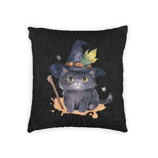 Wizard Cat Magic Woven Pillows