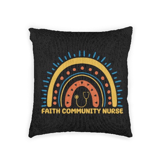 Faith Community Nurse Boho Rainbow Woven Pillows