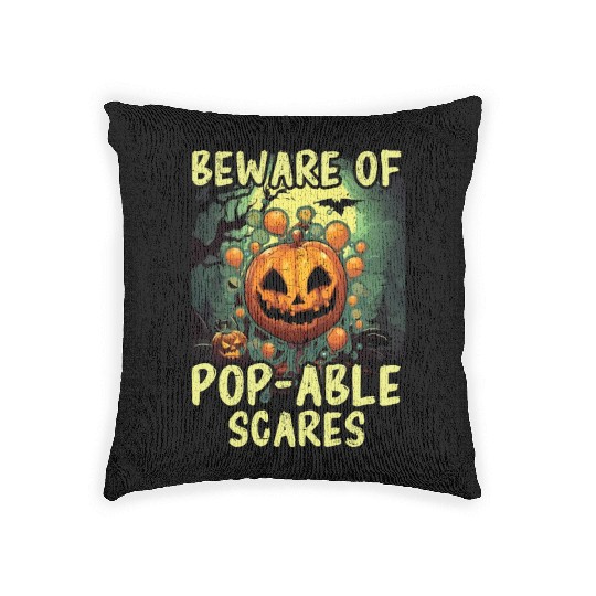 Balloon Halloween Trick Or Treat Spooky Boo Ghost Woven Pillows