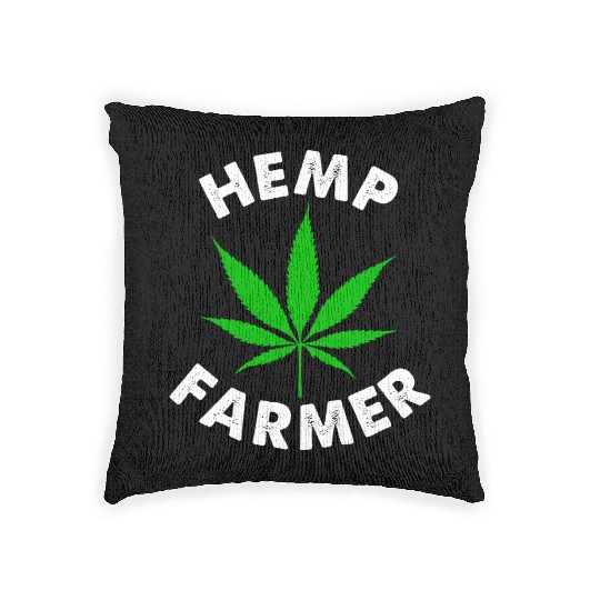 Hemp Farmer Green Leaf Woven Pillows