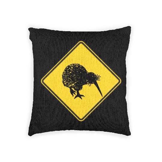 New Zealand Attention Kiwi Street Sign Camping Woven Pillows