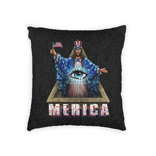 Merica Jesus Patriotic and Eye of Providence Woven Pillows