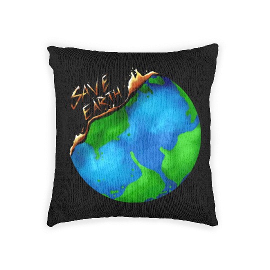 Burning Earth Globe Save Earth For Earth Day Woven Pillows