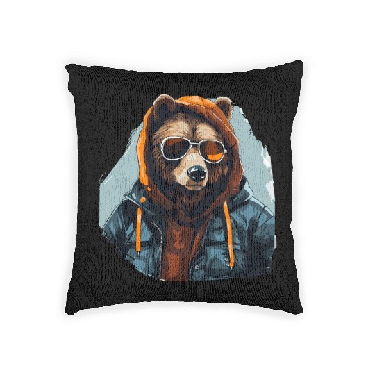 Street Style Brown Bear | Bear Lovers Woven Pillows
