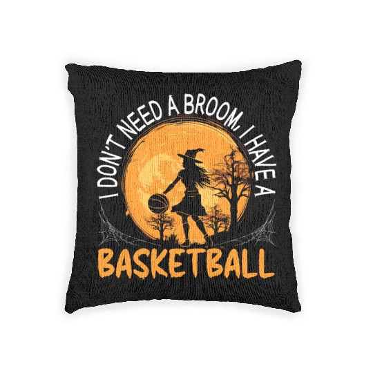 Basketball Halloween Trick Or Treat Spooky Baller Woven Pillows