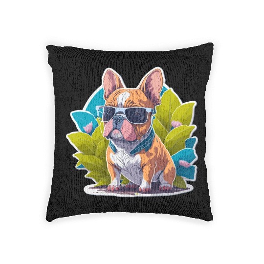 Frenchie Flower Splash Woven Pillows