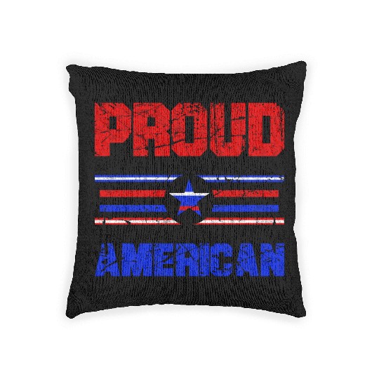 Proud American USA Flag, Patriotic 4th of July Woven Pillows