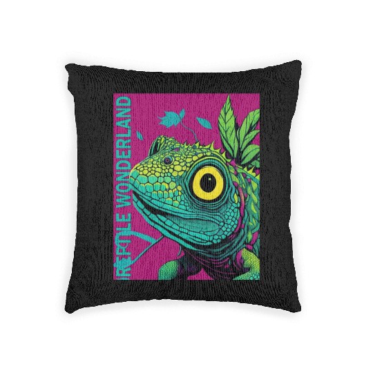Psychedelic Reptile Wonderland Retro Designs 7 Woven Pillows