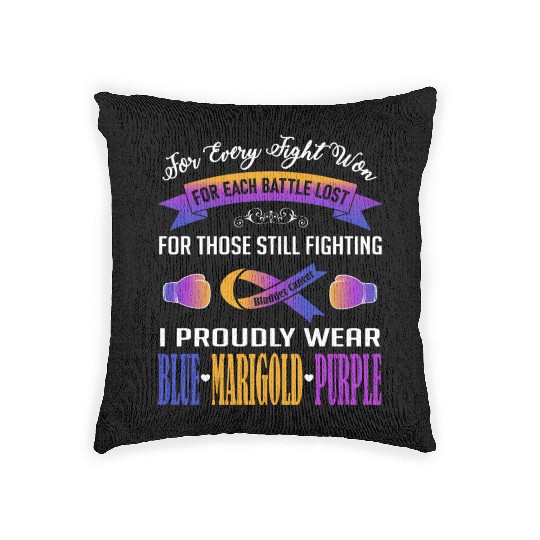 I Proudly Wear Blue Marigold Purple Bladder Cancer Woven Pillows
