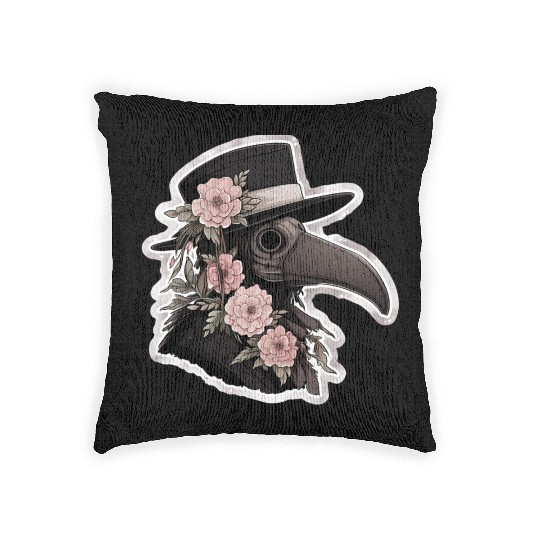 Cute Floral Plague Doctor Woven Pillows