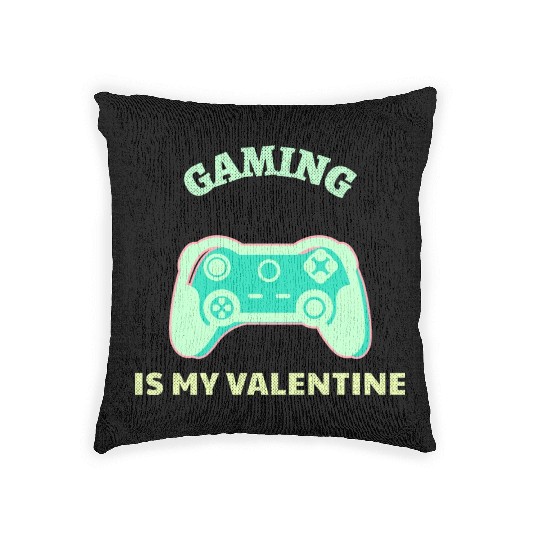 Gaming Is My Valentine Light Green Woven Pillows