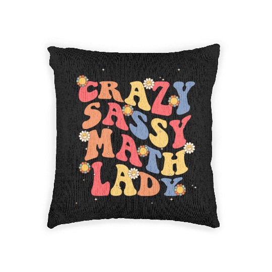 Retro Groovy Math Lady A Mathematics Teacher Woven Pillows