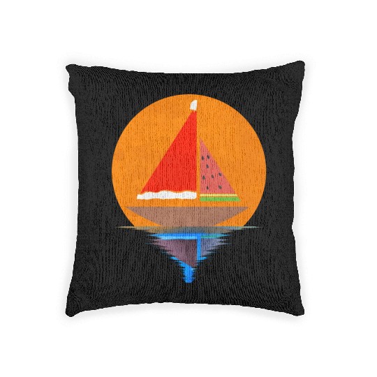 Sundown Sailing Ship Santas Hat Watermelon Woven Pillows