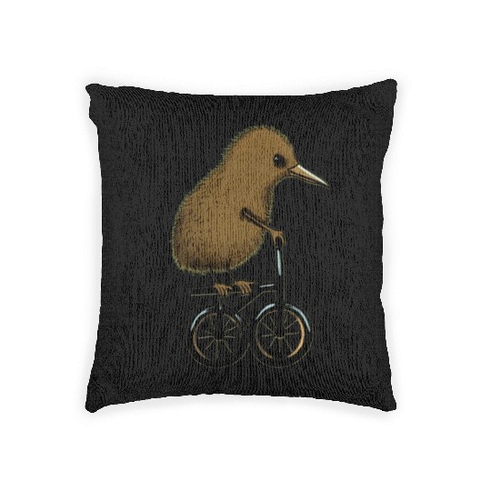 Kiwi Bird On Cycle Woven Pillows
