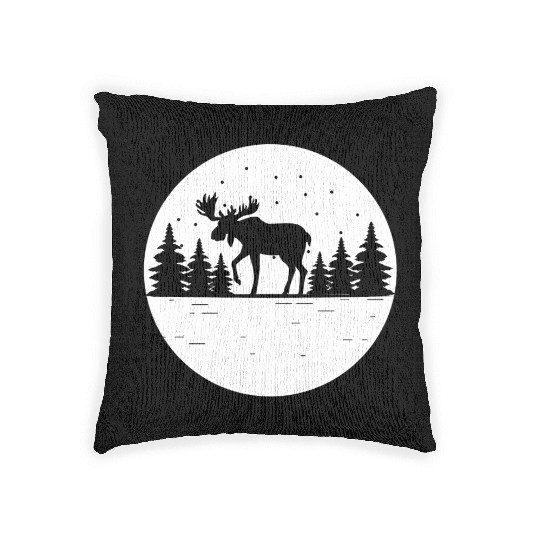 Moose Forest Deer Elk Canada Nature Wilderness Woven Pillows