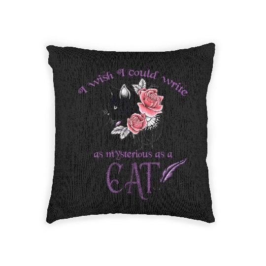 Mysterious Cat Edgar Allan Poe Woven Pillows