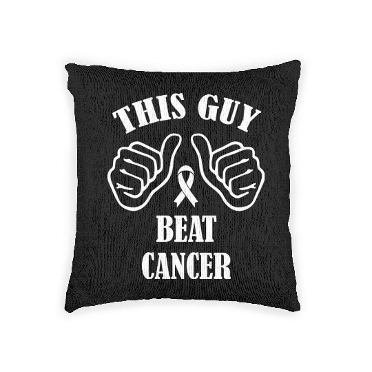 This Guy Beat Cancer Woven Pillows