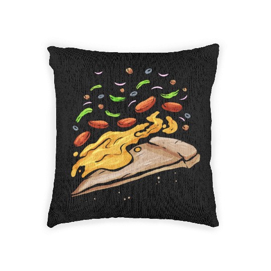 I Love Pizza With A Heart Of Pizza Woven Pillows