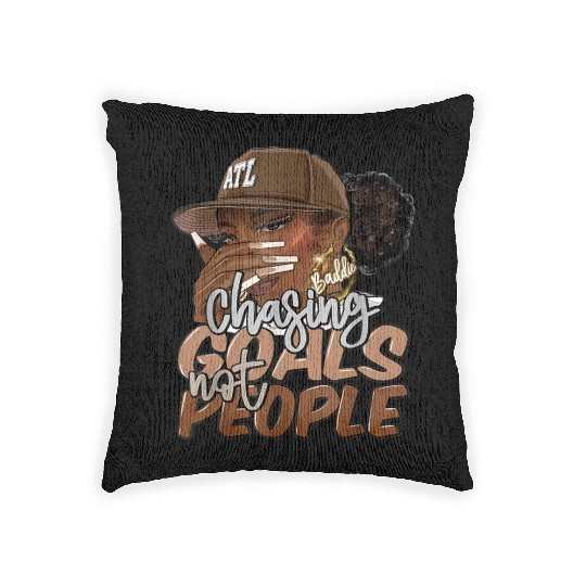 Chasing Goals Not People Black Woman Black Queen Woven Pillows