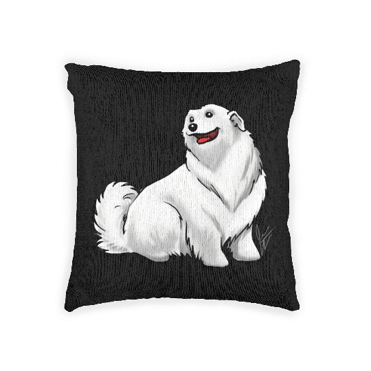 Dog Great Pyrenees White Woven Pillows