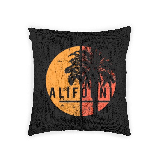 Long Beach California Cool Native Palm Tree Woven Pillows