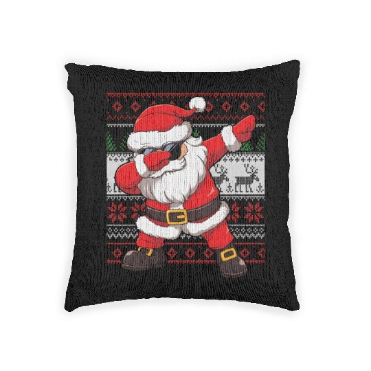 Dabbing Santa Funn Ugly Woven Pillows
