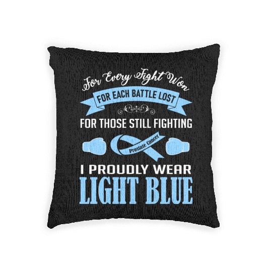 I Proudly Wear Light Blue Prostate Cancer Woven Pillows