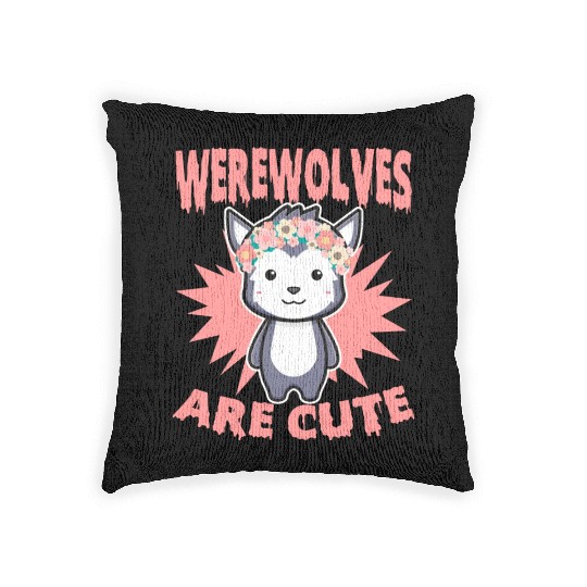 Cute Halloween Werewolf For Trick Or Treat Woven Pillows