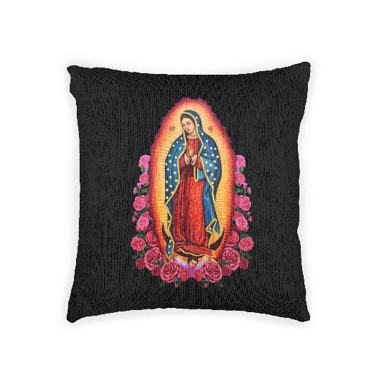 Virgin Mary Lady of Guadalupe Virgen De Guadalupe Woven Pillows