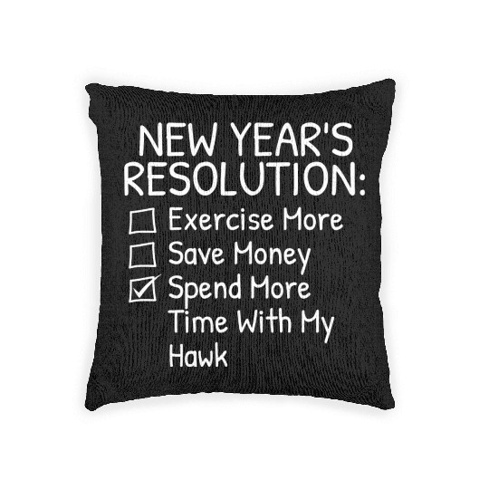 New Year s Resolution For Hawk Lover Woven Pillows