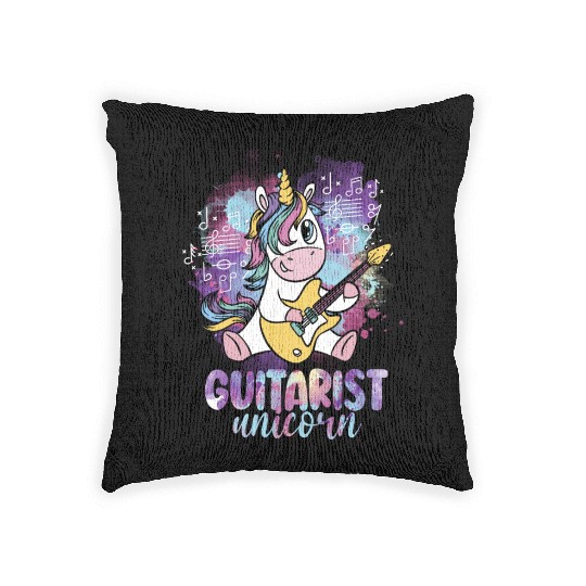 Guitarist Unicorn Music Lover Pony Musician Guitar Woven Pillows