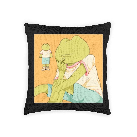 Green Frog Friends Woven Pillows