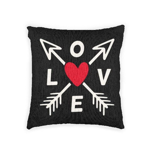 Love With Arrows And Red Heart Woven Pillows