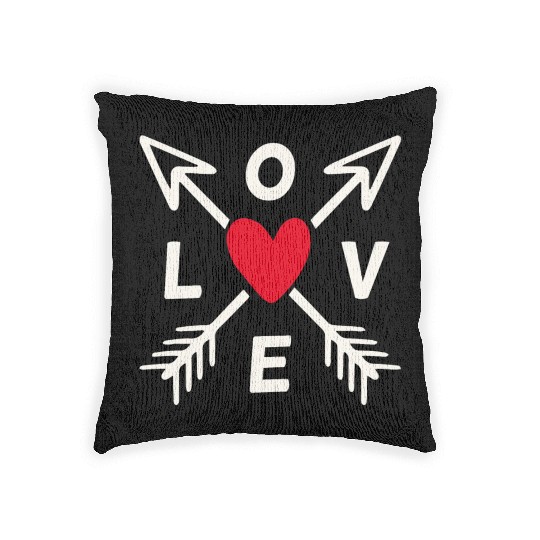 Love With Arrows And Red Heart Woven Pillows